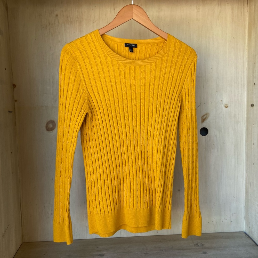 TALBOTS * NWOT Saffron cable knit sweater L Petite